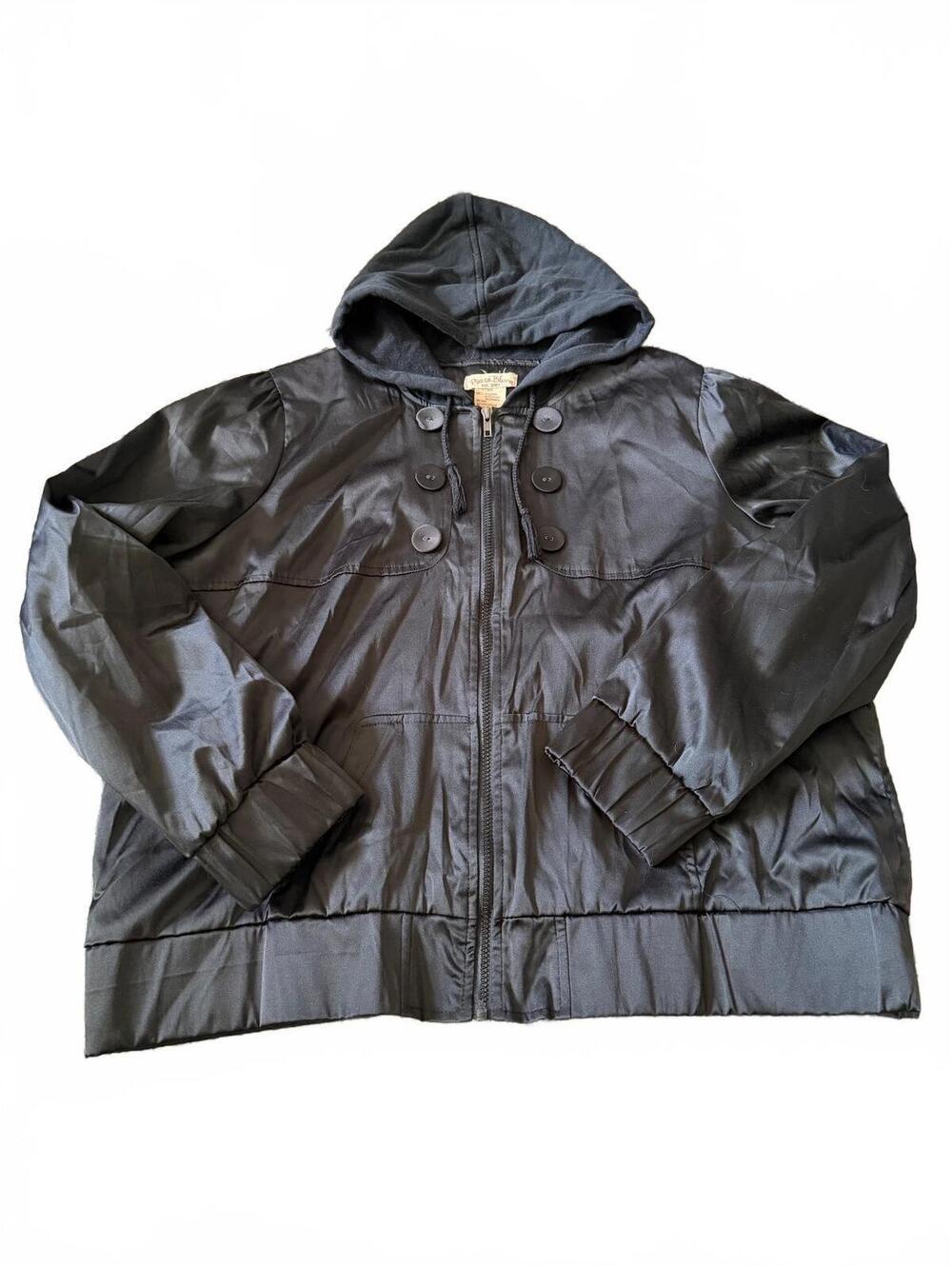 Paris Blues Black Hooded Bomber Jacket Women’s 3X Zip Up Lightweight